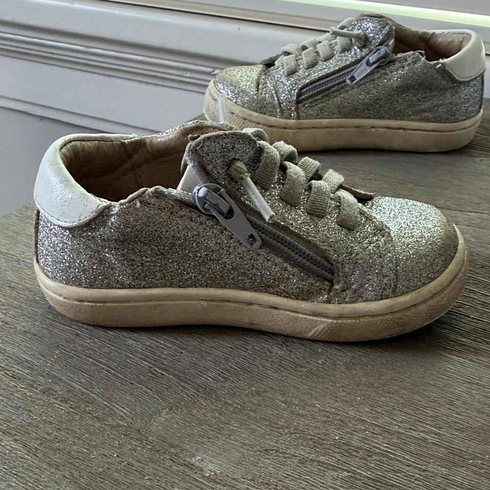 Old Soles Silver Glitter Sneakers with Pink Stripe - Picture 7 of 10
